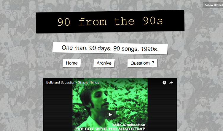 Screenshot of the 90 from the 90s Tumblr webpage